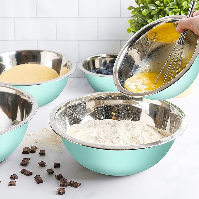 WHYSKO Meal Prep Stainless Steel Mixing Bowls Set, Home, Refrigerator, and Kitchen Food Storage Organizers | Ecofriendly, Reusable, Heavy Duty (Blue) - Image 5