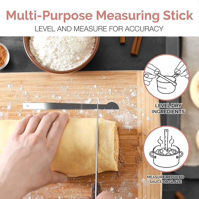 CuttleLab 22-Piece Stainless Steel Measuring Cups and Spoons Set, Tad Dash Pinch Smidgen Drop Mini Measuring Spoons, Measuring Stick Leveler, Measurement Conversion Chart Fridge Magnet, (Country Chic) - Image 6