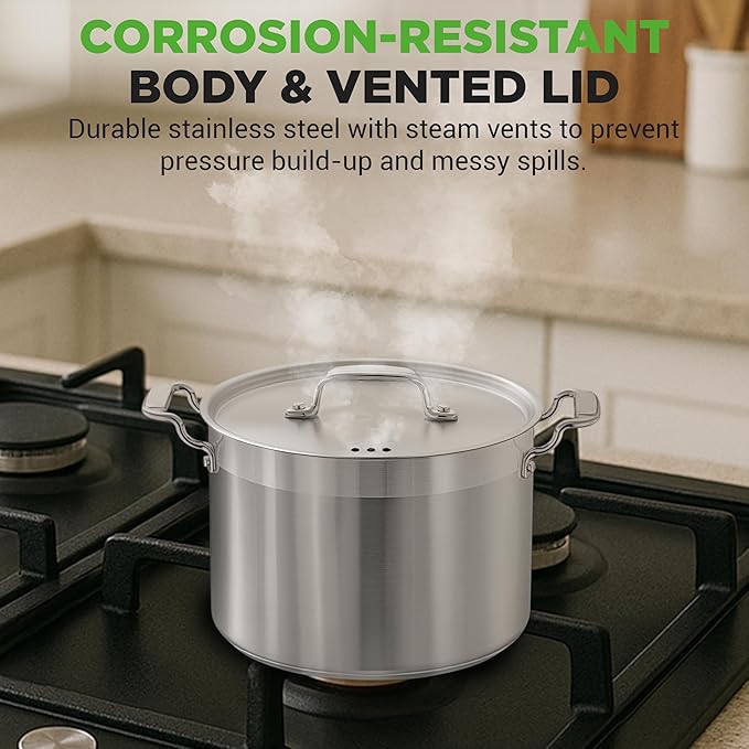 NutriChef 8 Qt Heavy-Duty Stockpot with Stainless Steel Lid - Induction Compatible Cooking Pot, Ideal for Soups and Stews - Image 5