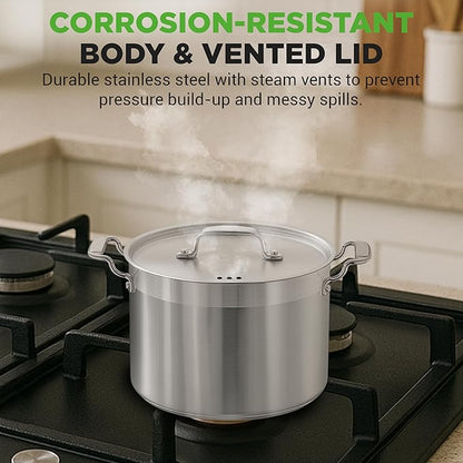 NutriChef 8 Qt Heavy-Duty Stockpot with Stainless Steel Lid - Induction Compatible Cooking Pot, Ideal for Soups and Stews - Image 5