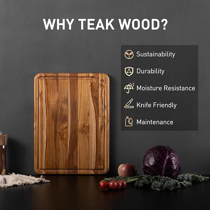 Teak Cutting Board 15inch Non Slip Over Sink Kitchen 2025 First Apartment Essentials Wooden Cutting Board New Home Must Haves Accessories House Warming Decor Housewarming Hostess Host Gifts L - Image 2