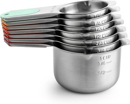 Spring Chef Magnetic Stainless Steel Measuring Cups, Patented, Kitchen Tools with Easy to Read Markings for Measuring Dry or Liquid Ingredients, Set of 7, Desert Sunset - Image 8