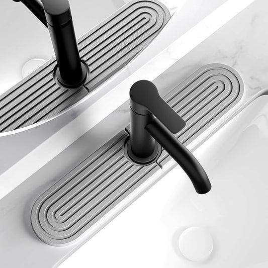 eormoe Kitchen Faucet Mat - Diatomite Splash Guard for Sink, Quick-Drying Water Absorbing Stone Tray [Grey, 17.7" x 3.9"]