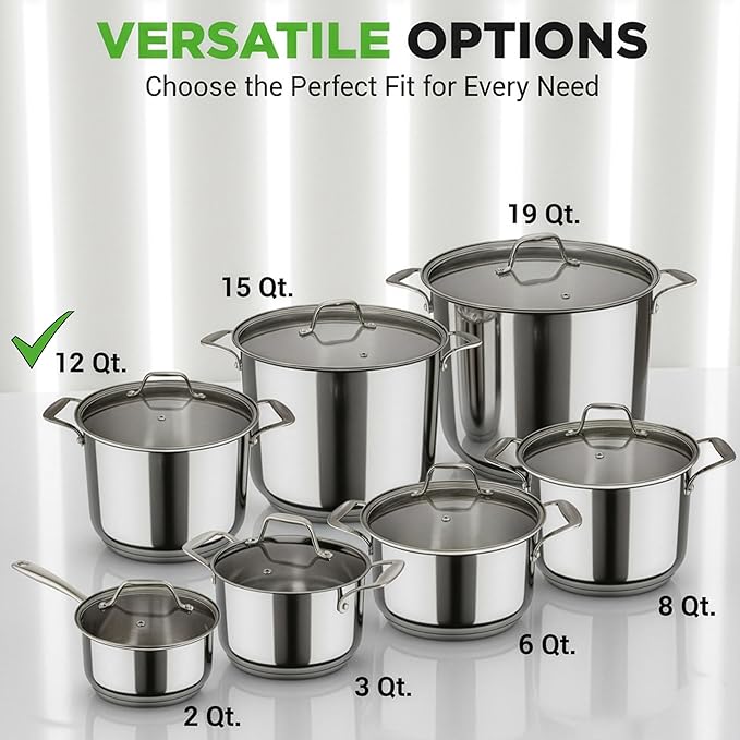 NutriChef 12-Quart Stainless Steel Stockpot – 18/8 Food Grade Heavy-Duty Induction-Compatible Pot with See-Through Lid, Ideal for Stews, Broths, Simmering & Soups, Dishwasher Safe – NCSP12 - Image 5