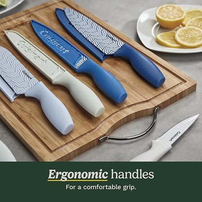 Cuisinart Advantage 12-Piece Kitchen Knife Set, Professional-Quality Nonstick Coated Stainless Steel Knives with Covers, Nonstick Color Coating for Easy Slicing, Ergonomic Handles, G1022-12BW - Image 3