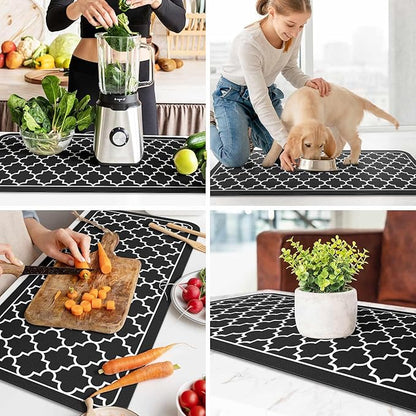 WISELIFE Dish Drying Mat Super Absorbent Drying Mat Large Dish Drying Mats for Kitchen Counter Easy Clean Dish Mat Kitchen Drying Mat18"x 36" Stylish Black - Image 6