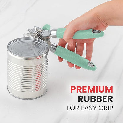 Zulay Kitchen Heavy Duty Stainless Steel Can Opener – Manual Can & Bottle Opener with Sharp Cutting Wheel & Soft Grip Handles – Ergonomic, Easy to Use Turn Knob - Mint - Image 8