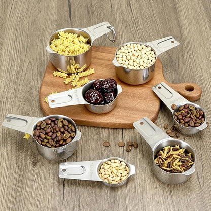 QWORK Stainless Steel Measuring Cups, Set of 7 Nesting Kitchen Tools for Cooking & Baking - Image 2