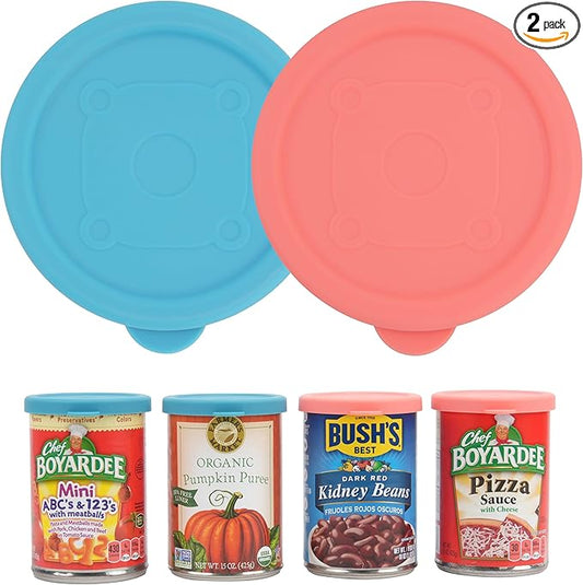 2PCs 3.0-inch Silicone Can Lids for Chef Boyardee | Van Camp's | Goya | Bush's Best | Farmer's Market Can, Can Cover for Canned Good Fit Most Standard Size, Soup Can Lid, Dishwasher Safe (Lids ONLY)
