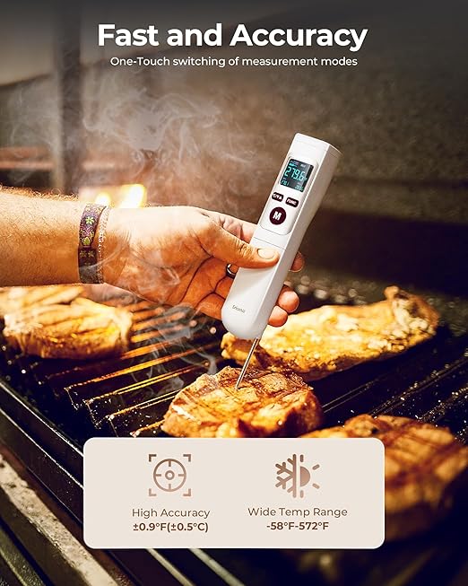ERICKHILL Infrared Thermometer Gun, Heat Temp Temperature Gun with Meat Probe 2-in-1, Digital IR Laser Thermometer Gun for Cooking, Pizza Oven, Meat, Griddle, Grill, HVAC - Image 7