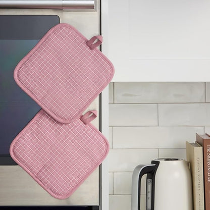 KITCHENAID Gourmet Series Gridlines Pot Holders 2-Pack Set, Heat Resistant up to 600°F, Soft Silicone Grip, Magnetic Cuff, Dried Rose, 8"x8" - Image 5