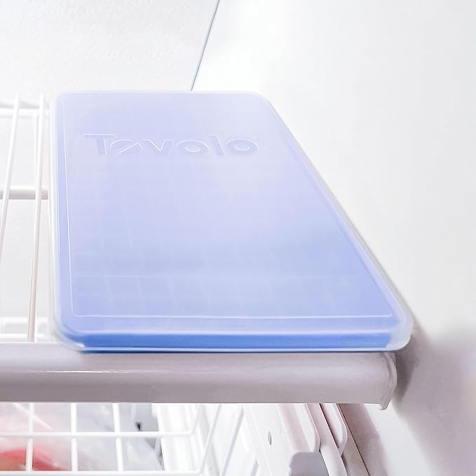 Tovolo Mini Ice Cube Tray with Lid Small Tiny Ice Maker for Freezer, Silicone Mini Ice Cube Tray Small Square Nugget Ice Makes 135 Tiny Cubes BPA Free Stackable Dishwasher Safe Stratus Blue Trays