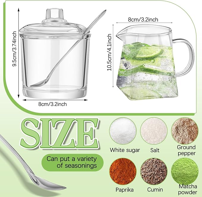 Leinuosen 2 Pcs Glass Pitcher Elegant Shaped Glass Tea Pitcher Coffee Milk Creamer Pitchers Creative Milk Frothing Pitchers Frother Cup Creamer Jug(500 ml,Trendy Style)