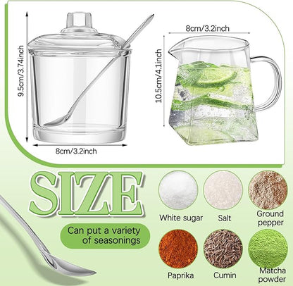 Leinuosen 2 Pcs Glass Pitcher Elegant Shaped Glass Tea Pitcher Coffee Milk Creamer Pitchers Creative Milk Frothing Pitchers Frother Cup Creamer Jug(500 ml,Trendy Style)