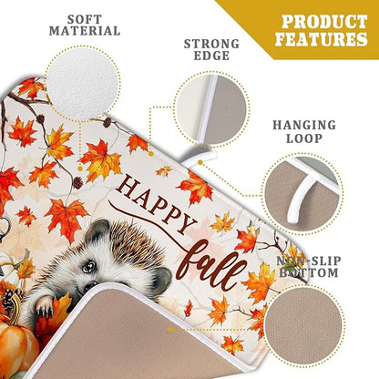 Happy Fall Dish Drying Mat - Cute Hedgehog Absorbent Drying Pad for Kitchen Counter - Image 4