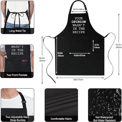 Xornis 100% Cotton Funny Apron with 2 Pockets for Men Women BBQ Grilling Adjustable Bib Black Aprons Gifts Cooking Kitchen