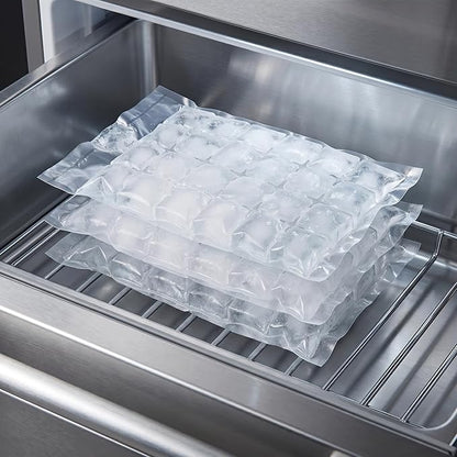 Disposable Ice Bags 100Packs, Self-Seal Mini Ice Cube Trays for Freezer, Refreezable Ice Cubes & Nugget Ice Mold, Reusable Ice Bags with Funnel for Cocktail Wine Food
