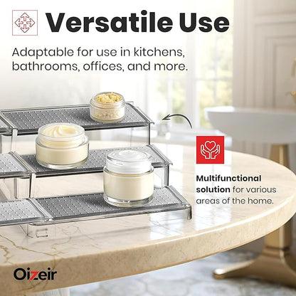 Oizeir Expandable Spice Organizer Rack - 3-Tier - Clear Adjustable Tiered Shelf Spices Organization for Kitchen Cabinet and Pantry Storage - Image 5
