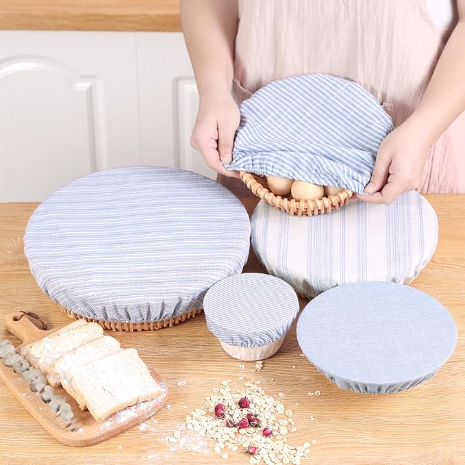 Reusable Bowl Covers, 5 Size Stretch Cloth Bowl Covers for Bread Proofing, cloth Fabric bowl Cover for Food Fruits Leftover (N)