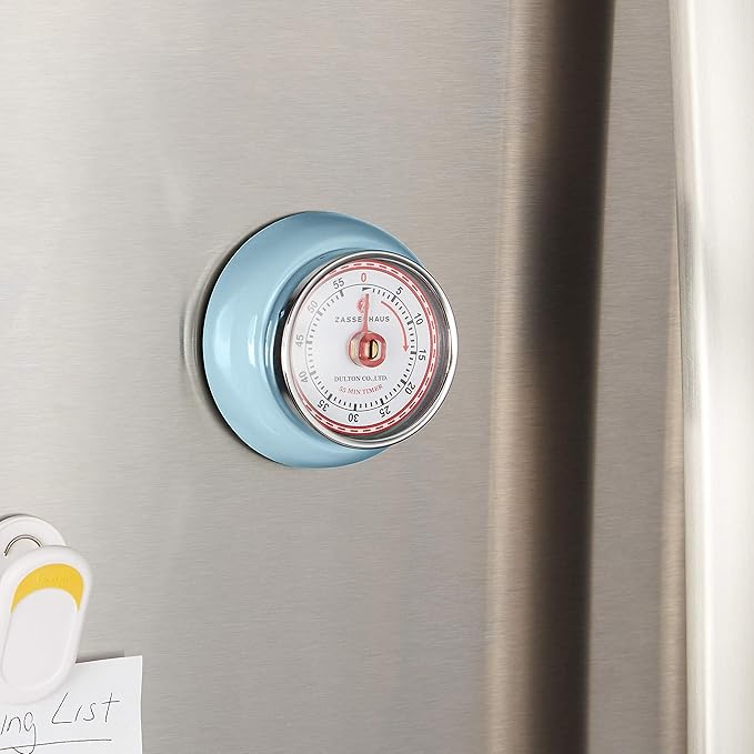 Zassenhaus Magnetic Retro Kitchen Timer, Classic Mechanical Cooking Timer (Light Blue) - Image 5