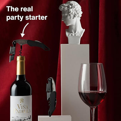 Vintorio Professional Waiters Corkscrew - Wine Key with Ergonomic Rubber Grip, Beer Bottle Opener and Foil Cutter (1 Pack) - Image 6
