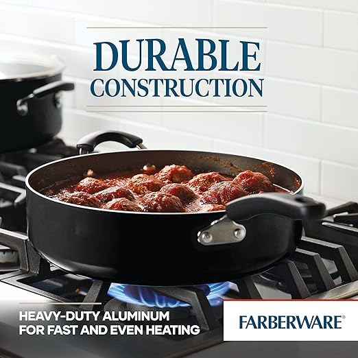 Farberware Cookstart DiamondMax Nonstick Jumbo Cooker with Lid and Helper Handle, Dishwasher Safe, 6 Quart, Black - Image 3