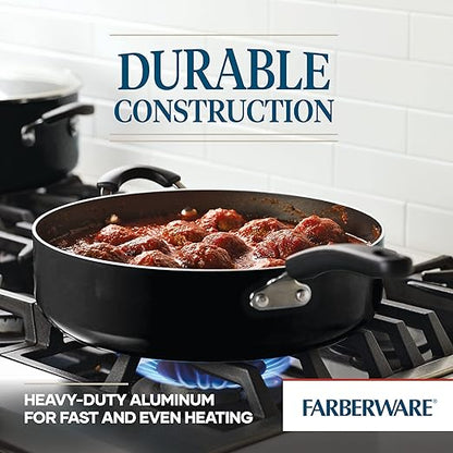 Farberware Cookstart DiamondMax Nonstick Jumbo Cooker with Lid and Helper Handle, Dishwasher Safe, 6 Quart, Black - Image 3