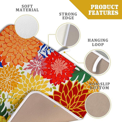 Modern Floral Dish Drying Mat 16x18 in Multicolored Tropical Drying Pad for Kitchen Counter - Image 4