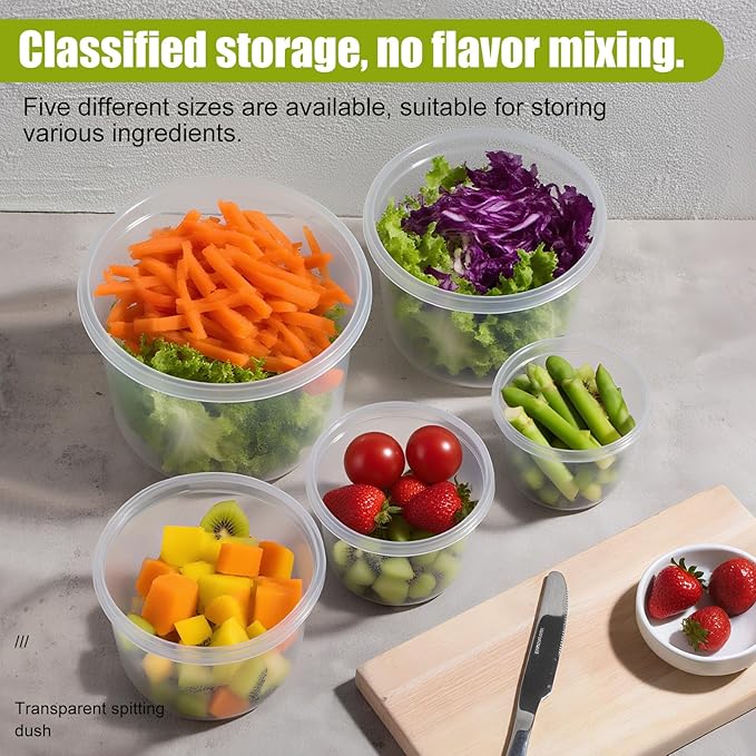 NVTED Big Bowl Food Storage Containers With Cover, Fresh-Keeping Transparent Storage Round Box Household Refrigerator Food Container for Everyday Use to Preserve Freshness (5, Circular) - Image 6