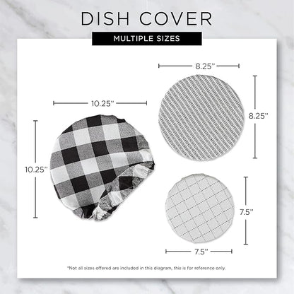DII Reusable Cloth Bowl Cover Collection Machine Washable, Cotton with Elastic Stretch for Food Storage, 10.25"/8.25"/7.5" Diameter, Farmhouse Plaid, Barn Red, 3 Piece