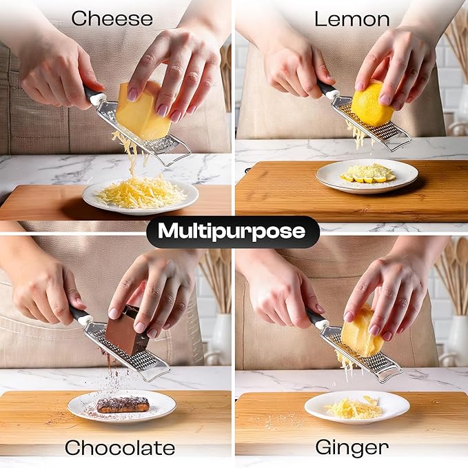Handheld Cheese Grater & Cheese Shredder – Stainless Steel, Rust-Proof, Non-Slip Handle, Durable Flat Grater for Parmesan, Chocolate, Spices, Vegetables & More – Multi-Purpose & Easy to Clean. - Image 6