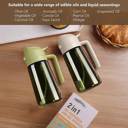SWEET VIEW Olive Oil Dispenser and Oil Sprayer – 16oz/470ml Glass Light-Proof Oil Pourer for Kitchen, Air Fryer, Cooking, Salad, and BBQ - Image 7