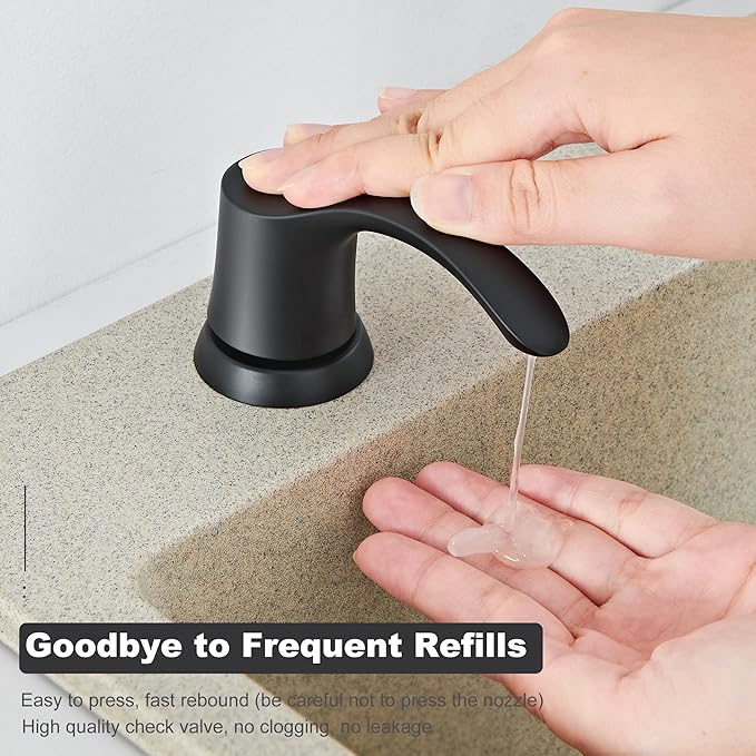 GAGALIFE Kitchen Sink Soap Dispenser - Sink Soap Dispenser Pump with 40" Silicone Extension Tube Kit (Matte Black), Say Goodbye to Frequent Refills G080-1B