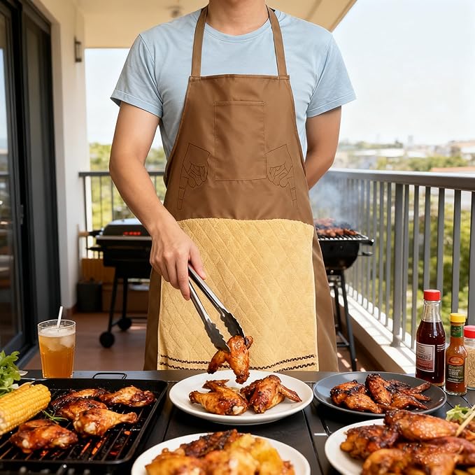 New Chef's Prank Apron, Creative Prank Apron for Men, Brown, One Size Fits Most, Surprise Pocket, Gag Gift, Cooking, BBQs, Prank Costume