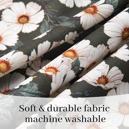 Cute Floral Aprons for Women with Pockets,Cotton Adjustable Neck Strap Apron for Kitchen Cooking Baking Gardening