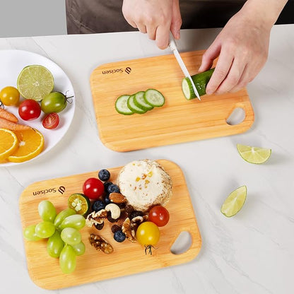 2 Pack Small Bamboo Wood Cutting Board for Kitchen 8.6" x 6" Mini Wooden Charcuterie Boards Lightweight Chopping Board Non Toxic Serving Board Tiny Chef Set Camping Fruit Lemon Sandwich Cheese Board