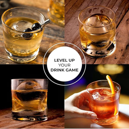 True Cubes Crystal Clear Ice Sphere Maker with Storage Bag – 4 Large Ice Spheres for Cocktails, Whiskey, and Drinks – Stackable Silicone Mold for Slow-Melting, Bartender-Quality Ice