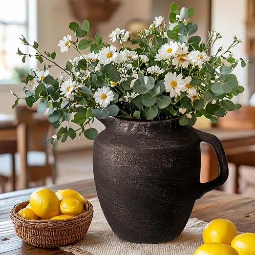 Potchen Rustic Kitchen Utensil Holder with Handle,7.48" H Ceramic Vintage Utensil Crock for Countertop, Farmhouse Kitchen Decoration Ceramic Pot for Spatulas Spoons Tongs(Novelty,Antique Black Gold) - Image 6