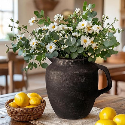 Potchen Rustic Kitchen Utensil Holder with Handle,7.48" H Ceramic Vintage Utensil Crock for Countertop, Farmhouse Kitchen Decoration Ceramic Pot for Spatulas Spoons Tongs(Novelty,Antique Black Gold) - Image 6