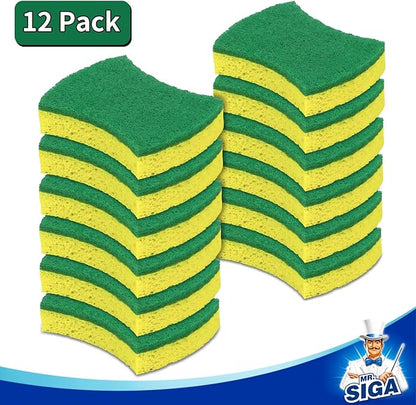 MR.SIGA Heavy Duty Cellulose Scrub Sponge, Dual-Sided Dishwashing Sponge for Kitchen, 12 Pack - Image 4