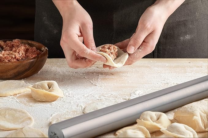 Zulay Kitchen 15.9 inch Professional Stainless Steel Rolling Pin - Lightweight Metal French Rolling Pin - Perfect for Baking, Fondant, Pizza Dough Roller, Dumpling - Image 6