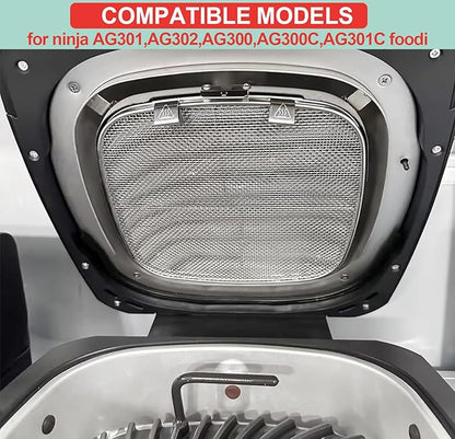 2-Pack Splatter Shield for Ninja AG300 AG301 AG301C AG300C Foodi Air Fryer Accessories, Splash Guard for Ninja 5 in 1 Smart Xl Indoor Grill Mesh Screen, Stainless Steel Splatter Screen