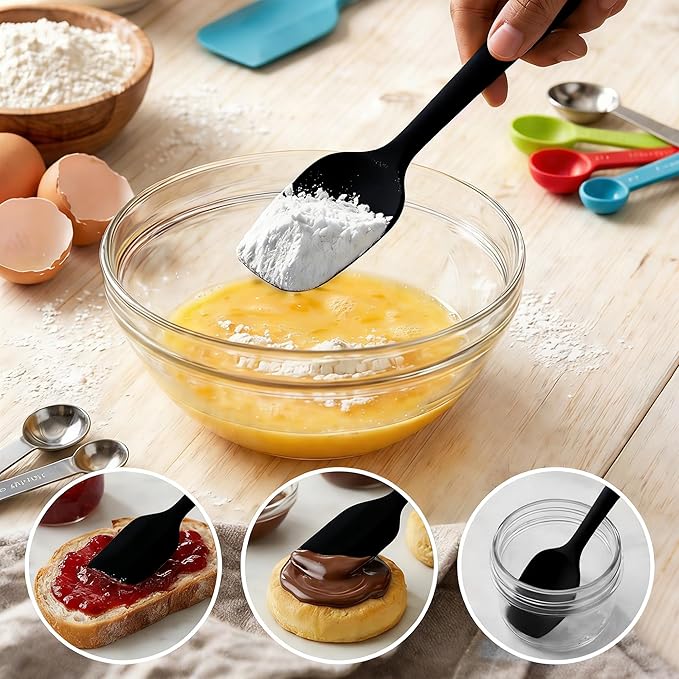 5 Pieces Silicone Spatula Set BPA Free Non Stick Rubber Spatula Heat Resistant Set Ideal for Baking Cooking Mixing Dishwasher Safe Kitchen Tools Black - Image 7