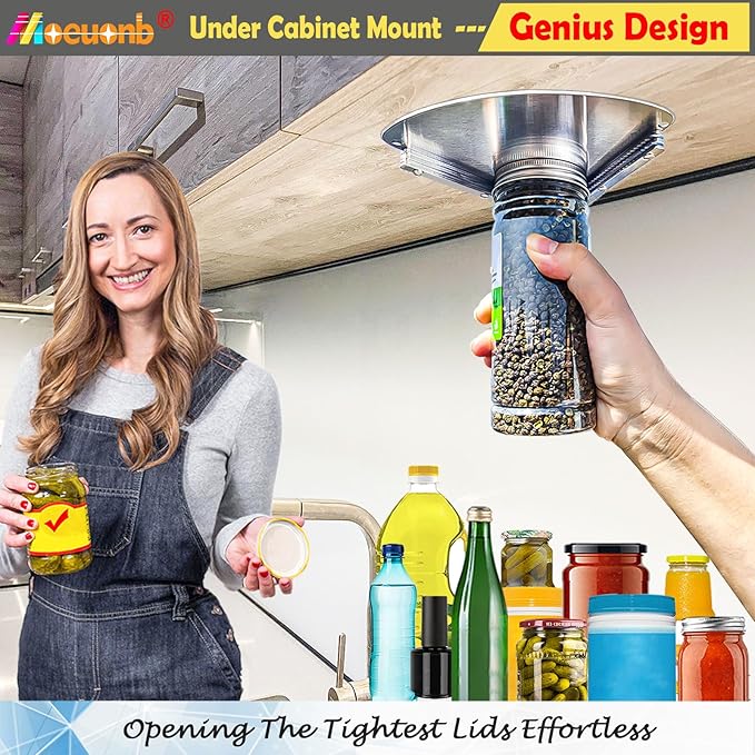 Moeuonb latest Under Cabinet Jar Opener for Seniors, Stainless Steel Jar Opener for Weak Hands, Jar Lid & Bottle Cap Opener Tool, Under Counter Can Opener, One Handed Jar opener - Image 2