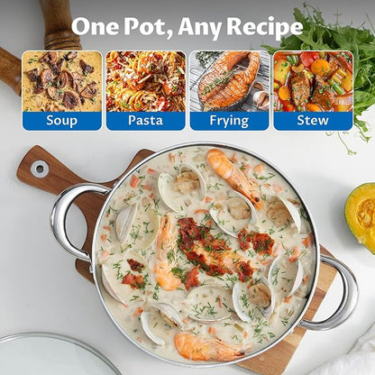 BEZIA Large 8 Quart Nonstick Stock Pot with Lid, Induction Cooking Pot Soup Pot, Non-toxic and Oven Safe, Perfect for Stews, Soups and All Stovetops, PFOA PFAS Free - Image 3