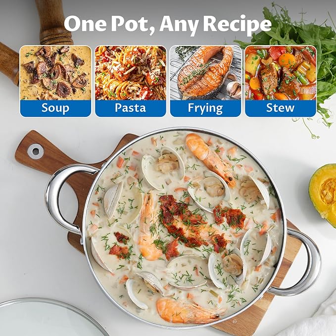 BEZIA Large 12 Quart Nonstick Stock Pot with Lid, Induction Cooking Pot Soup Pot, Non-toxic and Oven Safe, Perfect for Stews, Soups and All Stovetops, PFOA PFAS Free - Image 3