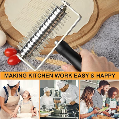 Pastry Lattice Roller Cutter, Stainless Steel Multi-Wheel Dough Cutter with Comfortable Grip Handle, Pie Crust Strip Cutters for Pastry, Pizza Dough, Bread & Beef Wellington
