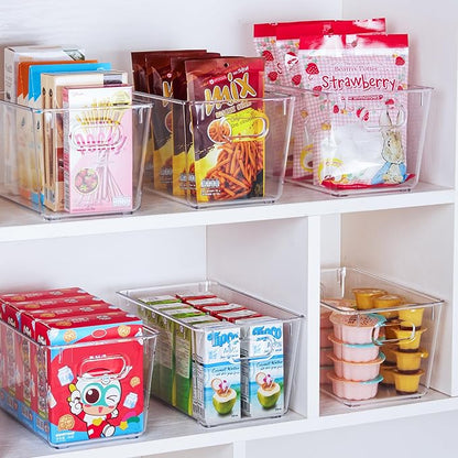 Vtopmart Clear Plastic Storage Bins, 2 PCS Pantry Organizer Bins with Handle for Refrigerator, Fridge, Cabinet, Kitchen, Countertops, Cupboard, Freezer Organization and Storage, Medium - Image 3
