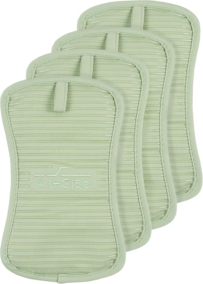 All-Clad Premium Pot Holder & Hot Pad: Heat Resistant to 500 Degrees - 100% Cotton, 10"x6.25" Hot Pad for Kitchen and Barbeque, 4-Pack, Fennel by All-Clad