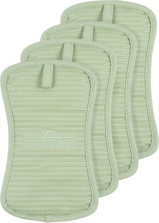 All-Clad Premium Pot Holder & Hot Pad: Heat Resistant to 500 Degrees - 100% Cotton, 10"x6.25" Hot Pad for Kitchen and Barbeque, 4-Pack, Fennel by All-Clad